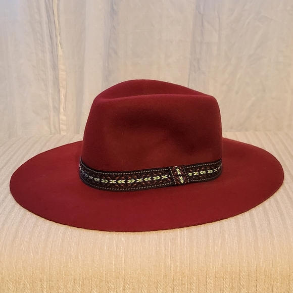 H&M Accessories - H&M Wool Felt Panama Fedora Hat Burgundy